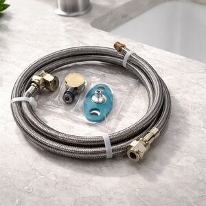Braided Stainless Steel Faucet Supply Line with Installation Kit - Silver